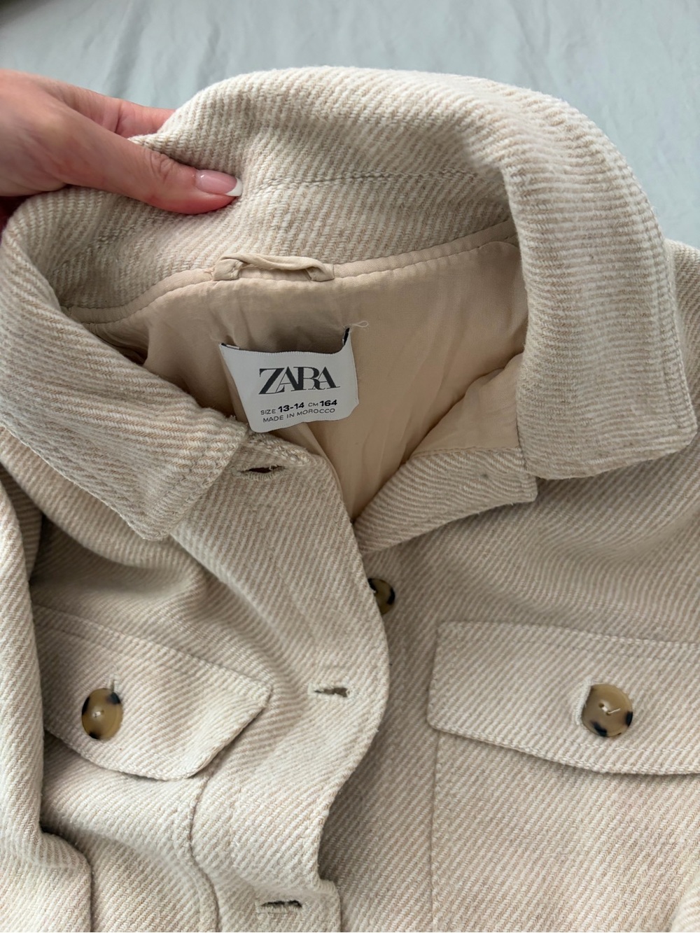 Zara Beige Button-Front Utility Shacket - Picture 3 of 3